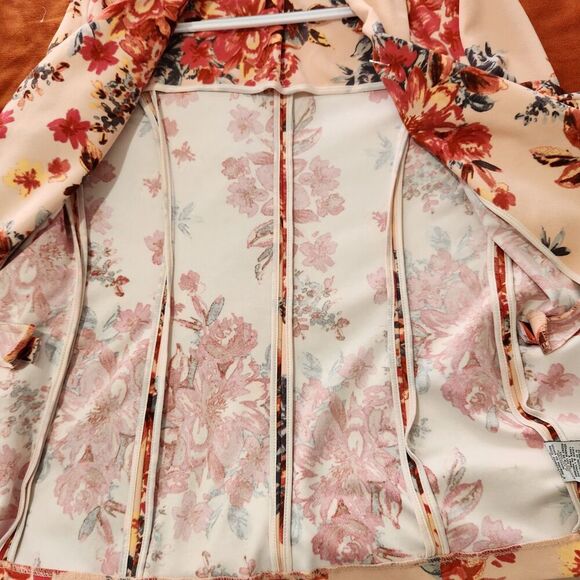 Boomboom Jeans Floral Blazer Size Large 3/4 Sleeves Open Jacket - Picture 7 of 11